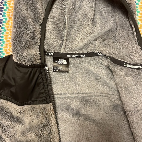 The North Face Infant Zip Fleece with Hood - Gray and Black - Picture 2 of 7